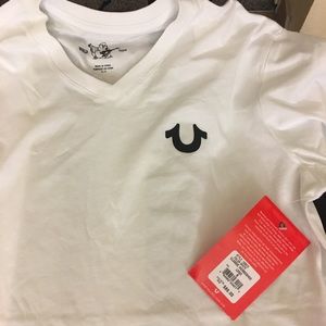 True Religion size small v-neck white classic tee